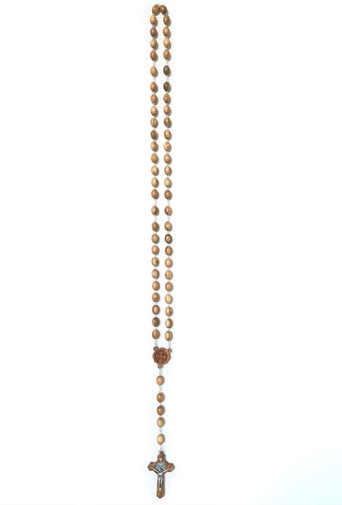 Vendita online rosario capoletto san benedetto grani ovali in legno d'ulivo  12 mm - Editrice Shalom